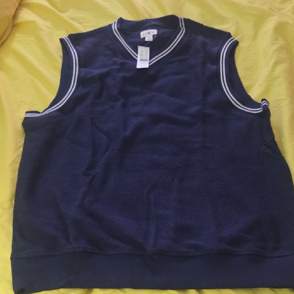 J. Crew Dark Blue Knit Vest with White Accents